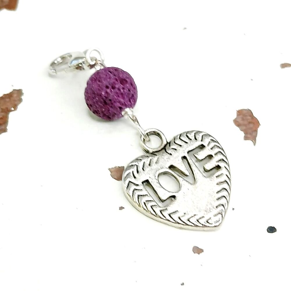 Beaded Silver Heart Love Zipper Pull Charm